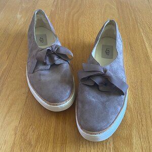 UGG Women's Tan Carilyn Demitasse Slip On Lace Up Ribbon Shoe Size 10
